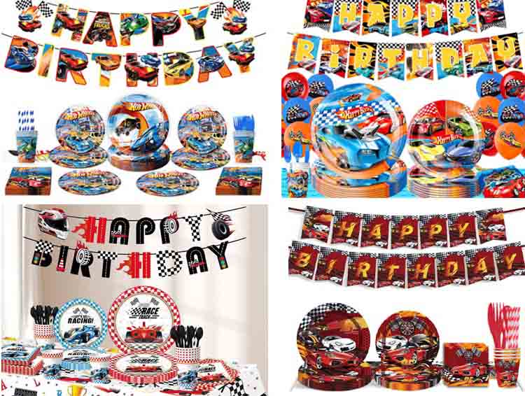 racing themed dinner plate set